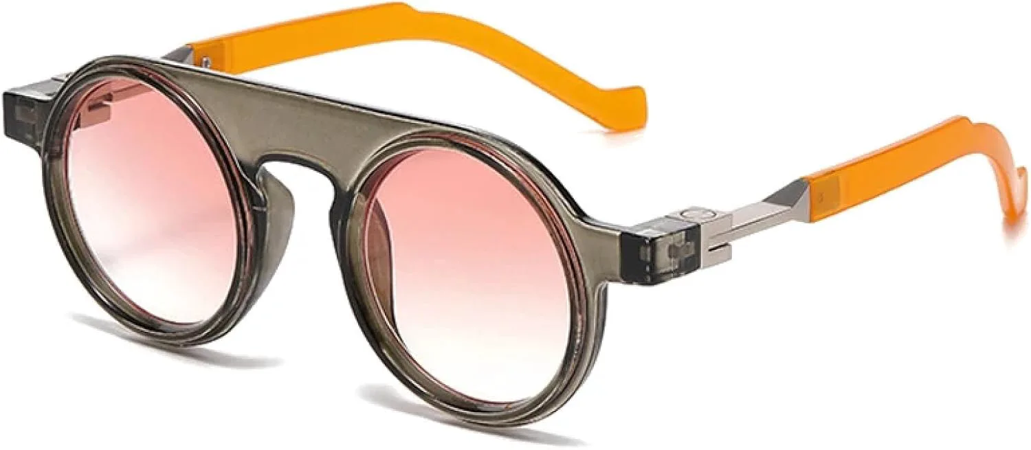 

Ретро круглые женские солнцезащитные очки в стиле панк, модные прозрачные градиентные очки, солнцезащитные очки UV400 для мужчин SZVVBKK, Grey Orange Pink