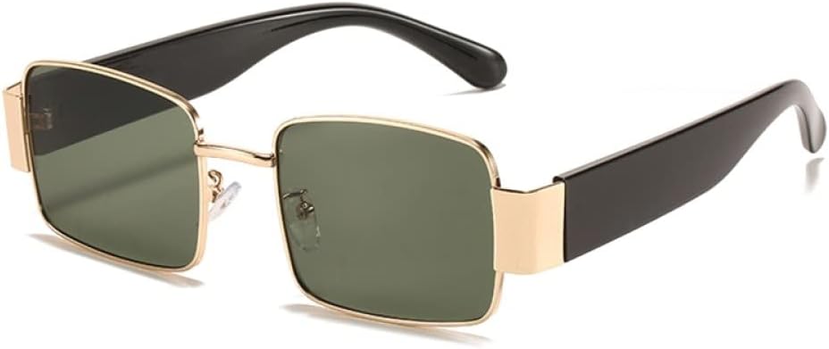 

Винтажные прямоугольные солнцезащитные очки для женщин и мужчин, металлические солнцезащитные очки, очки для водителей, защита от ультрафиолета UV400 generic, Gold Green