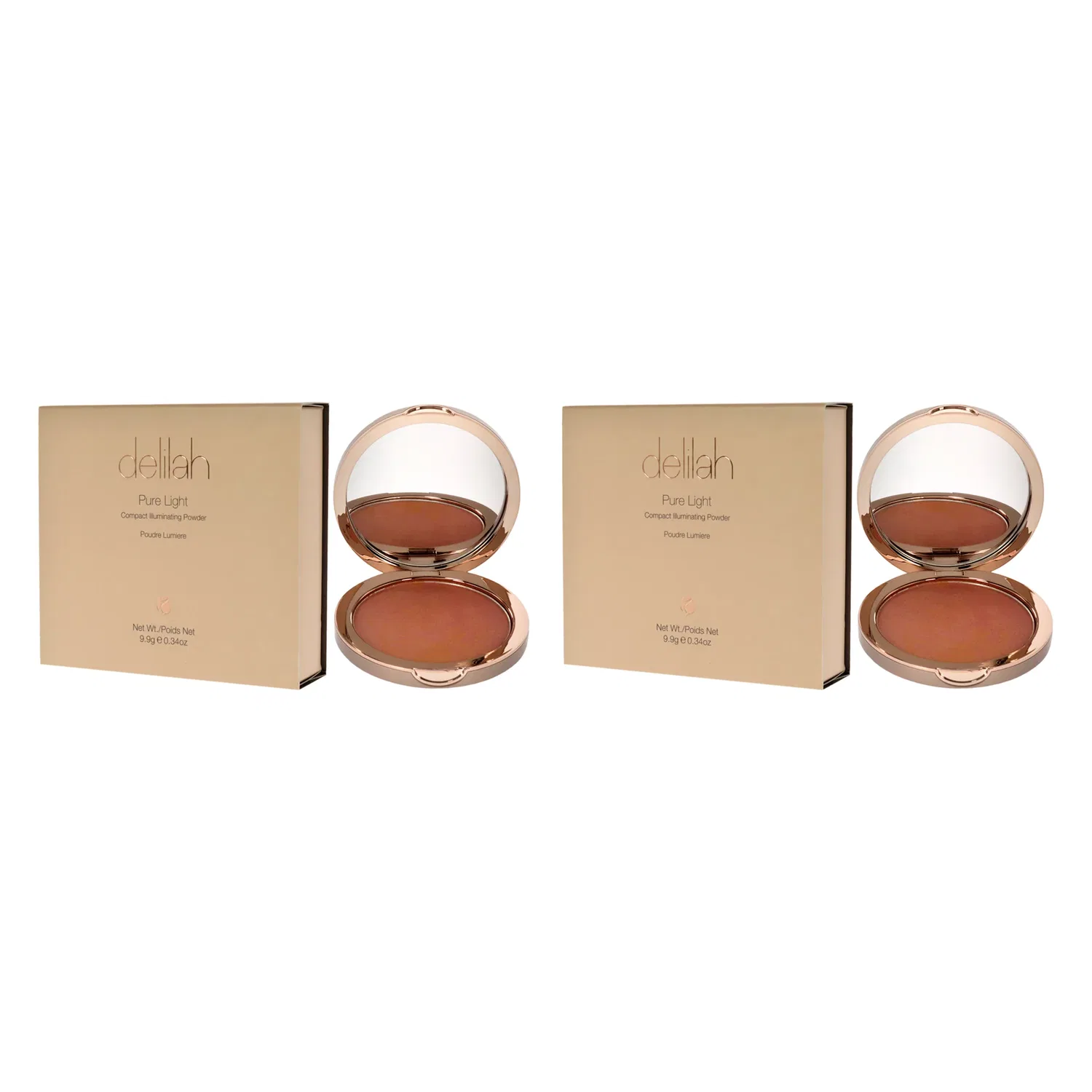 Компактная осветляющая пудра Pure Light Compact Illuminating Powder- Lustre от Delilah для женщин - 0,34 унции - упаковка из 2 штук, коричневый — фото 4