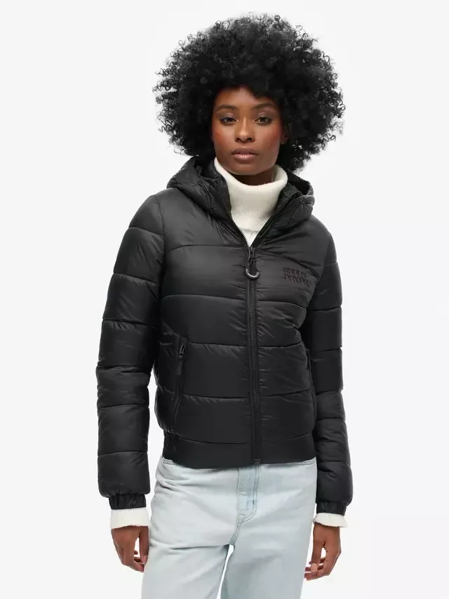 Спортивная пуховая куртка-бомбер, черная Superdry — фото 3