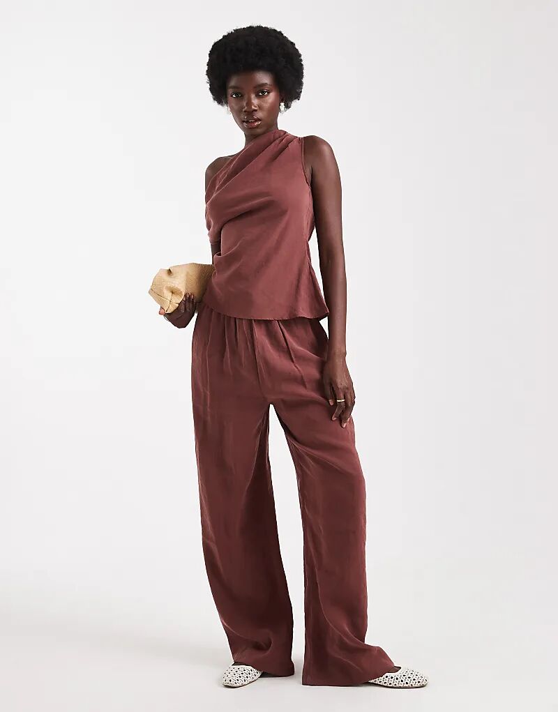 

Прямые брюки с завязкой на талии от ASOS DESIGN — часть комплекта