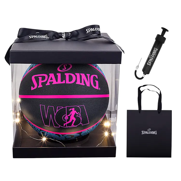 

WCBA League Series Китайская резиновая баскетбольная черно- Size 6 тренировочная унисекс SPALDING, Gift Box Set+Pump