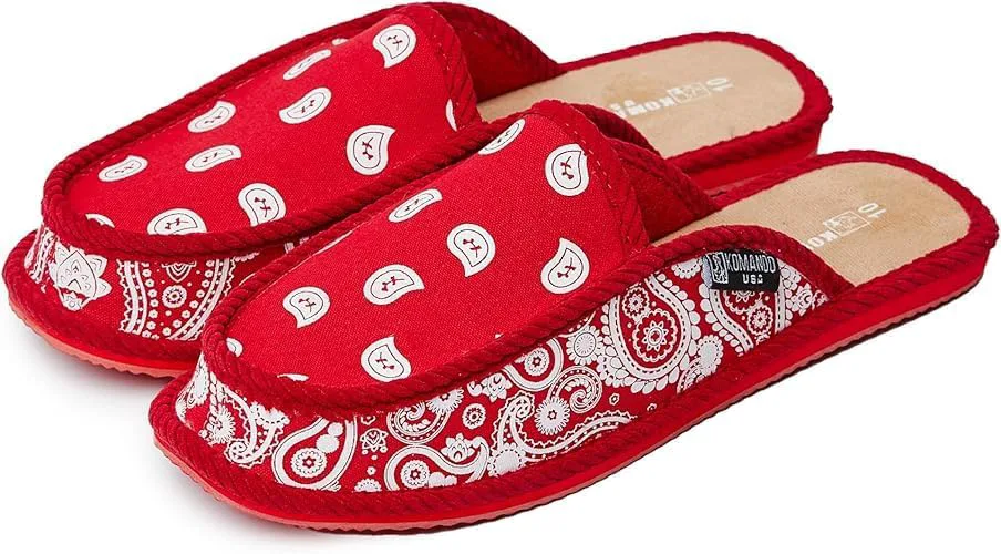 Тапочки Bandana Paisley House, домашняя обувь для комфорта Generic, красный