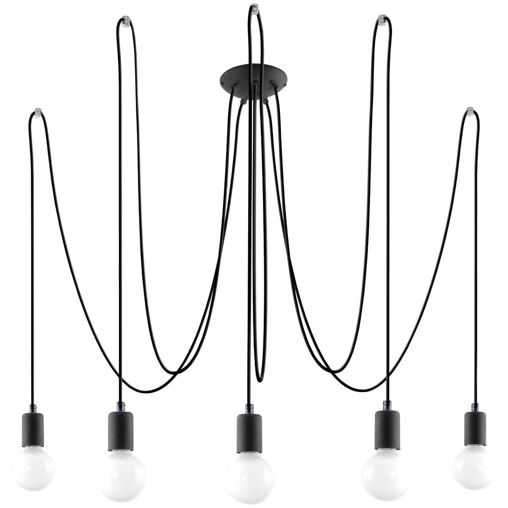 

Люстра EDISON 5 черная 5xE27 60Вт ткань, сталь 150x300x300см Sollux Lighting