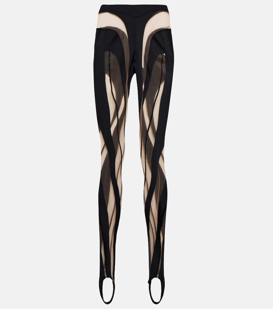 

Леггинсы из сетчатой панели и джерси Mugler, Black Nude 01