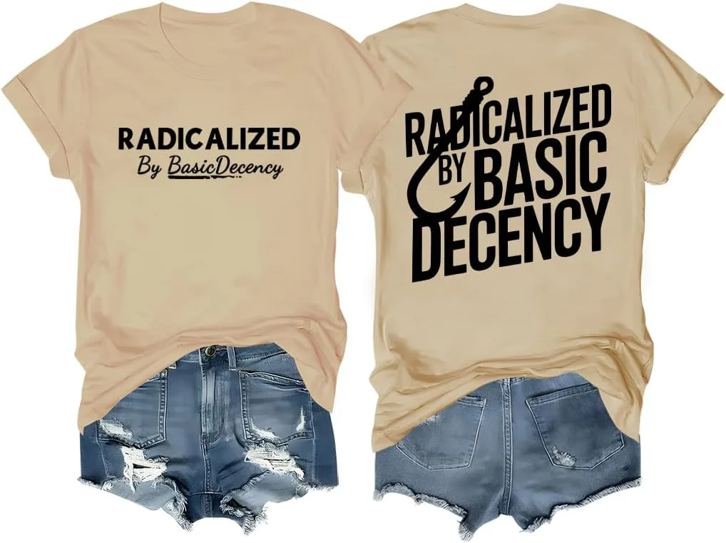 

Футболка Radicalized by Basic Decency, смешная социальная демократия, двусторонняя, принт, unisex