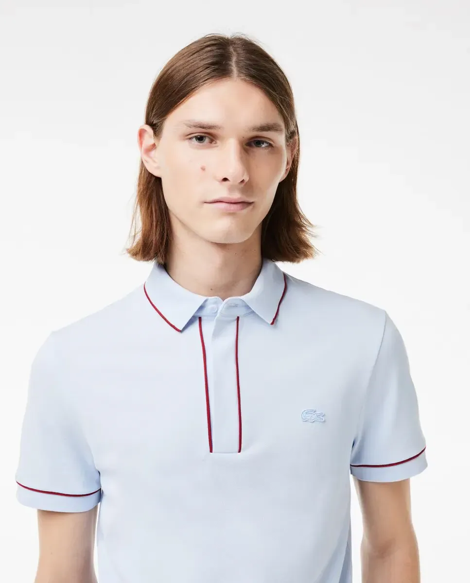 Поло Lacoste Paris мужское, прямого кроя, эластичное пике, светло-голубой — фото 3
