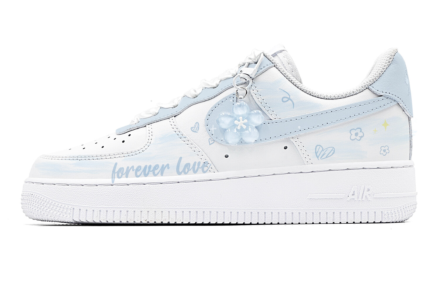 Кроссовки Nike Air Force 1 Skateboard Shoes Women's Low-Top White Blue — фото 2