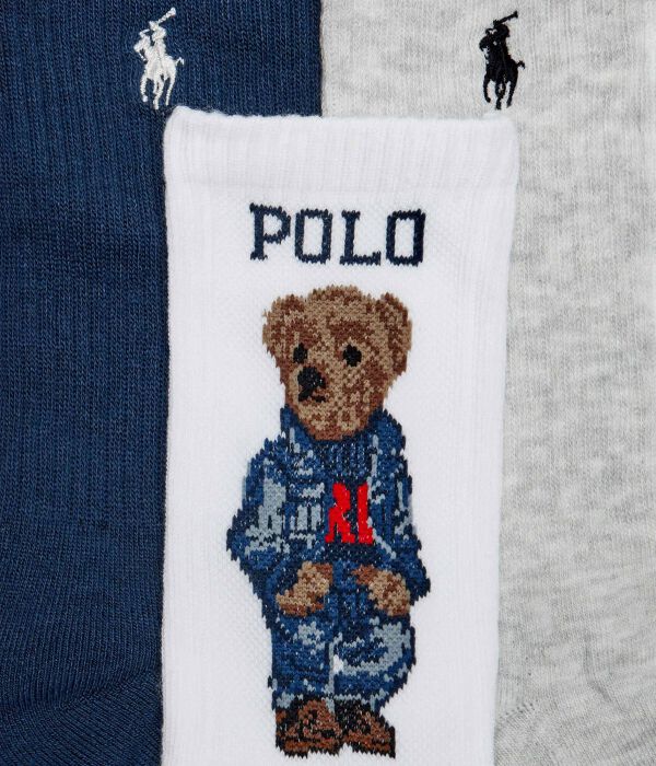Носки женские Polo Ralph Lauren с рисунком 3 пары, белый/синий — фото 4