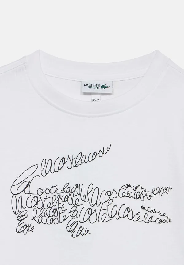 Футболка с графическим принтом под крокодила script Lacoste, Blanc — фото 4