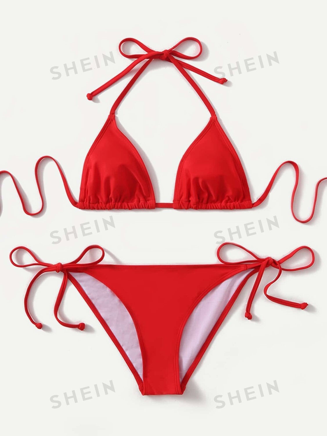 

Купальник Shein Swim Vcay с цветочной текстурой, красный