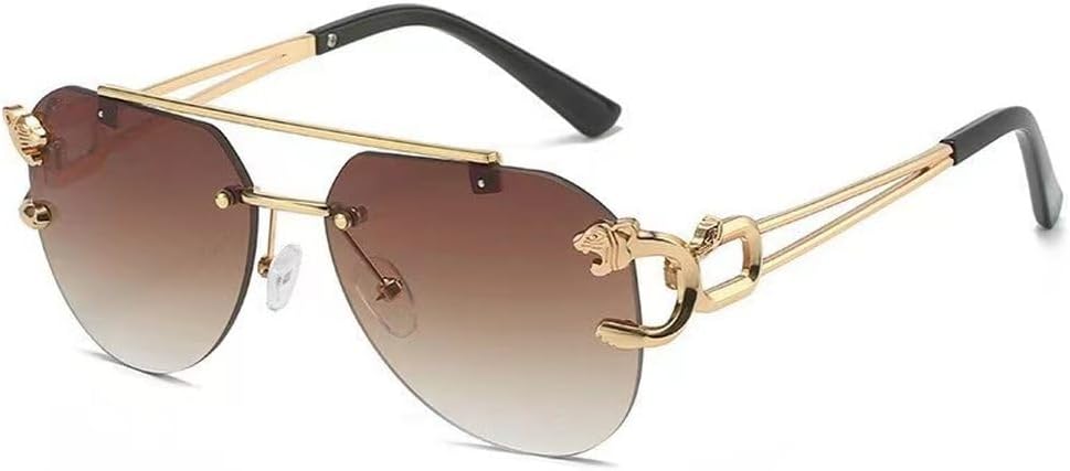 

Винтажные солнцезащитные очки без оправы для мужчин и женщин, модные очки большого размера с двойной перемычкой, градиентной защитой и защитой от УФ-излучения UV400, SUN1071 Generic, H