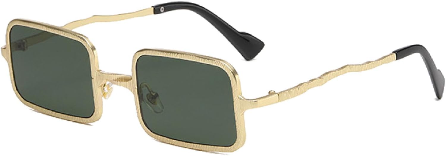 

Мужские солнцезащитные очки в стиле панк-метал, модные, с прозрачными линзами, защита от УФ-излучения UV400, женские солнцезащитные очки в тренде TVTBBVV, Golden Dark Green