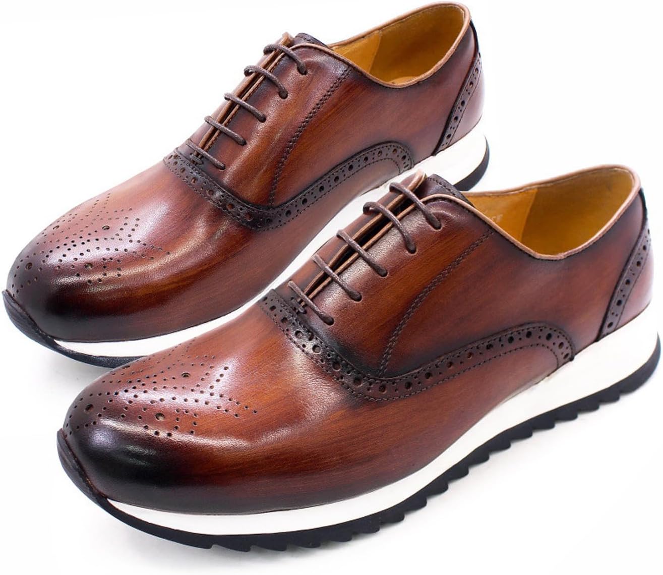 

Мужские кроссовки оксфорды, повседневная обувь, модные удобные прогулочные туфли, современные дышащие натуральная кожа, плоские оксфорды, мужские беговые обувь Santimon, коричневый
