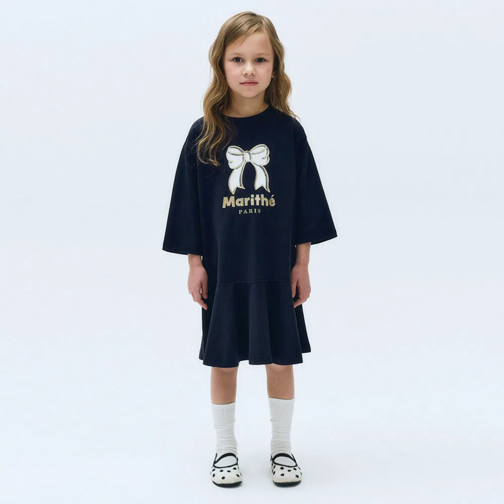 Детское платье с рукавом 3/4 Marithé Kids тёмно-синее