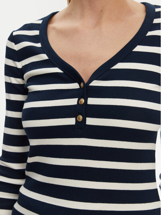 Блузка облегающего кроя Henley WW0WW43905 Tommy Hilfiger, синий — фото 4