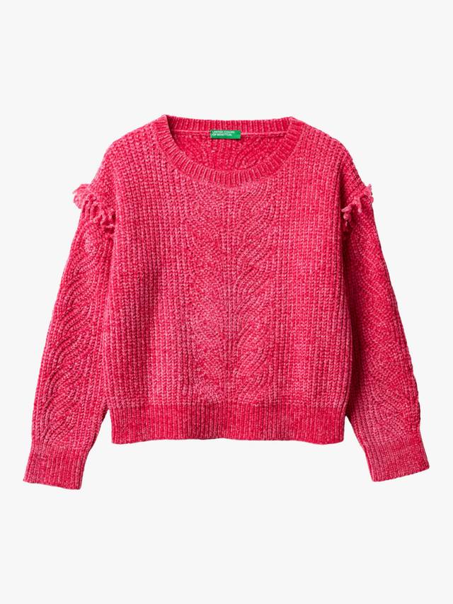 

Детский свитер с воротником-гольф из шенилла Benetton, Pink
