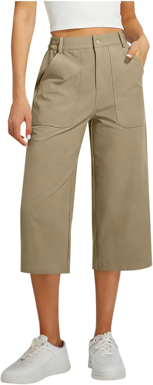 

Женские брюки капри для офиса с высокой талией и карманами Zzalalana