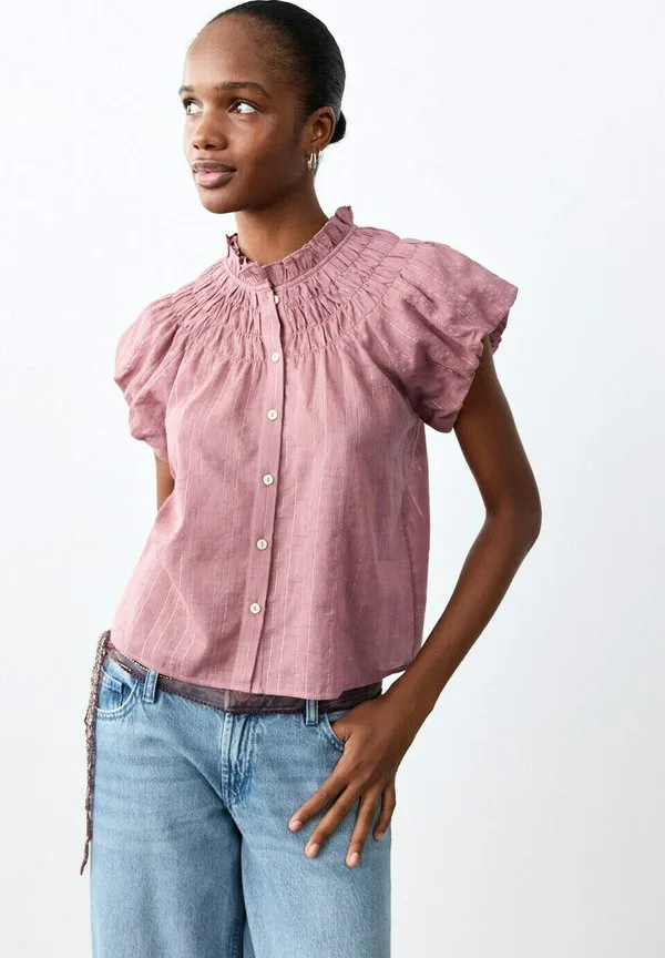 Подростковая блузка на пуговицах Mango Kids, Pink — фото 2