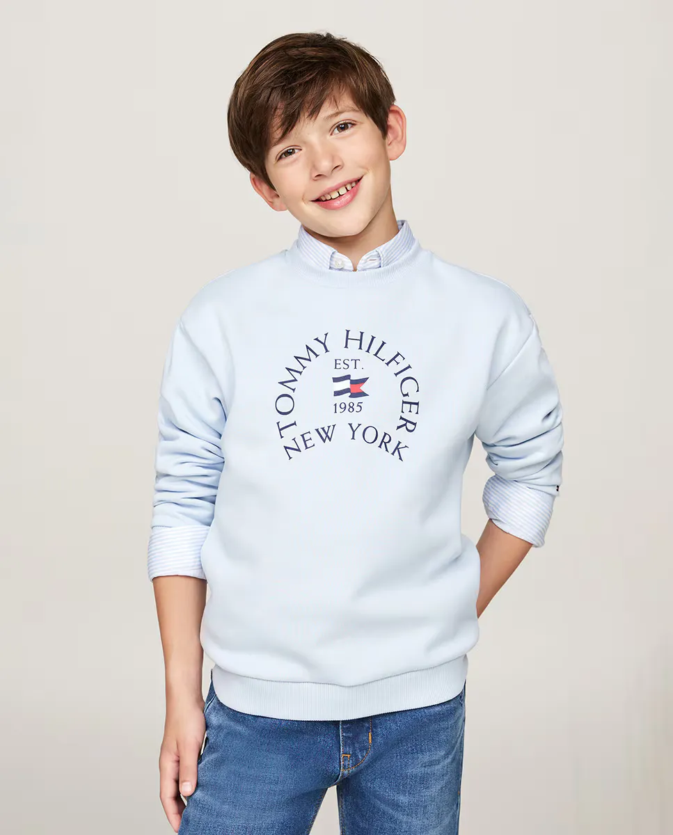 

Толстовка для мальчика без капюшона и с круглым вырезом Tommy Hilfiger, синий