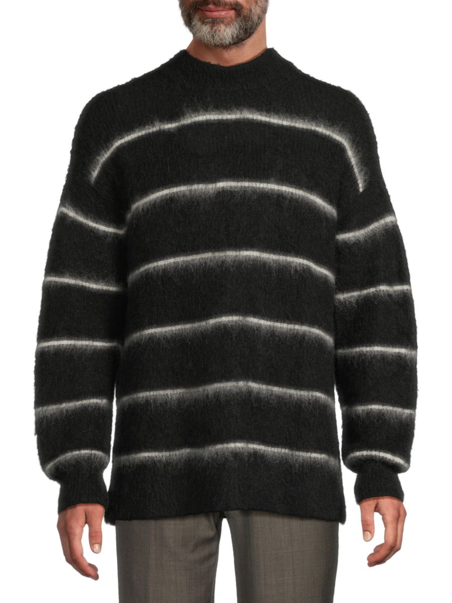 

Полосатый свитер из смесовой шерсти CDG Homme, черный