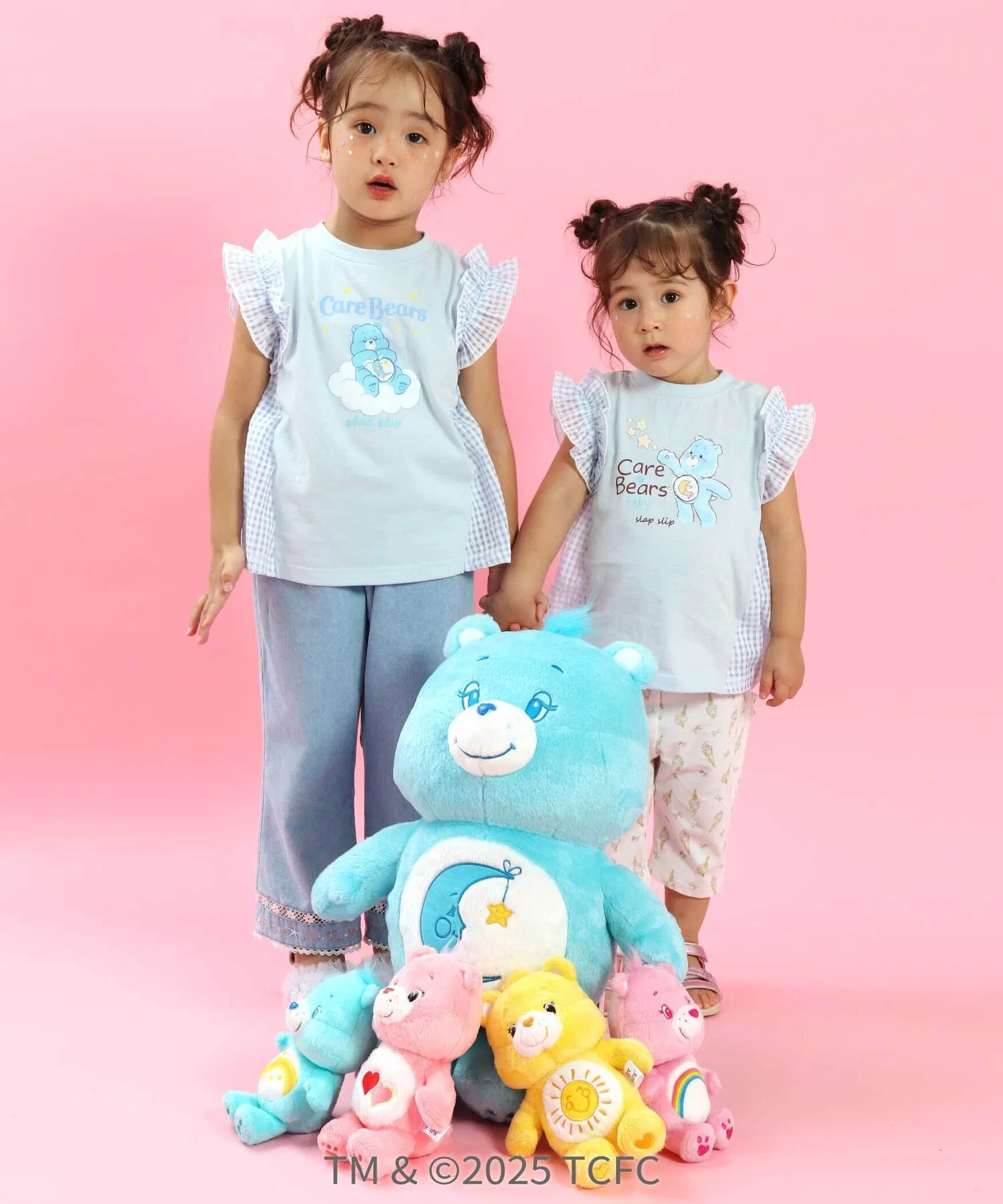 Футболка для девочек SLAP SLIP с принтом Care Bears и фриволите, синяя — фото 2