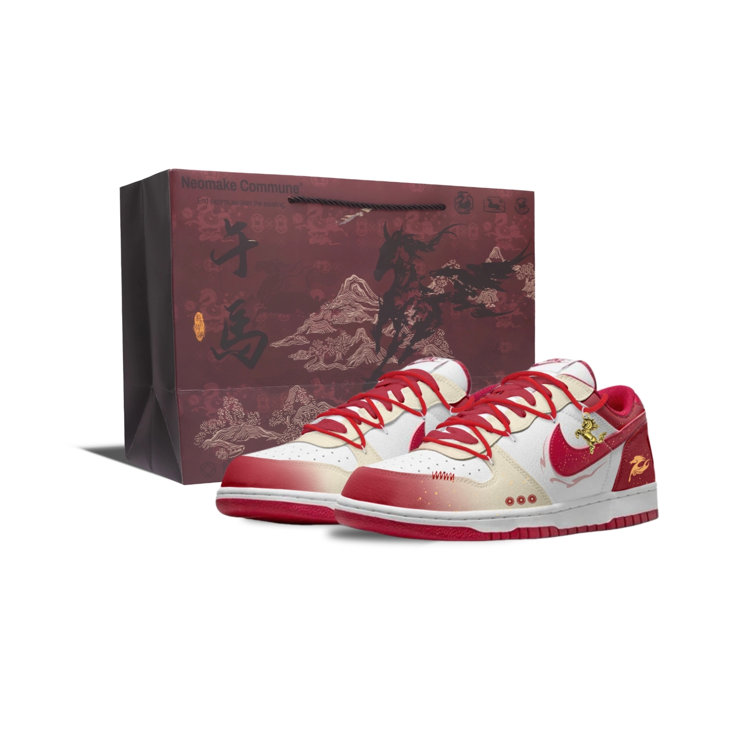 

Nike Кроссовки для скейтбординга Big Instant Prosperity Shopping Bag Low top Unisex красные белые