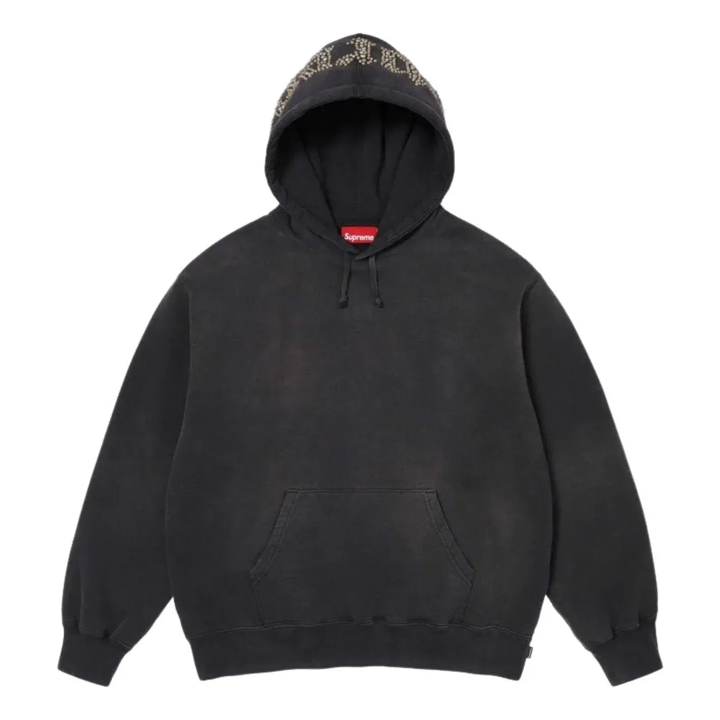 Толстовка Supreme SS26 с капюшоном и декоративными заклепками, черная, SUP-SS26-154-BLK