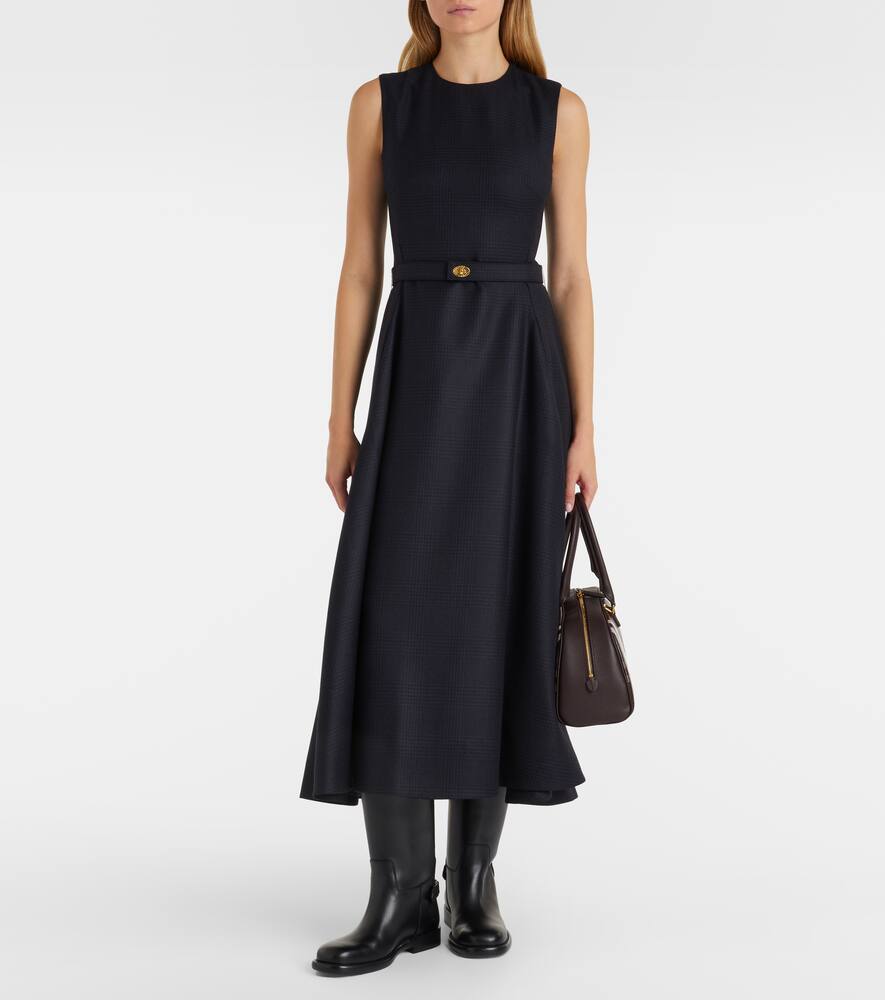 Платье миди Burberry из шерсти в клетку Принц Уэльский, Tarmac G/Dk Pewter G, черный — фото 2