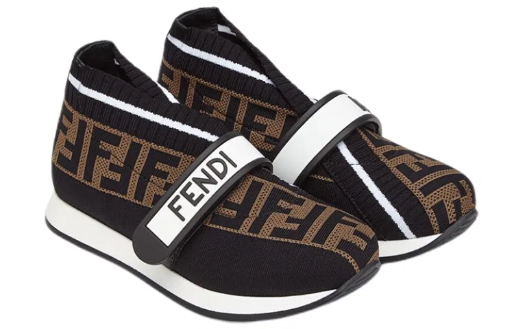 Кроссовки детские FENDI с FF инкрустацией черные — фото 3
