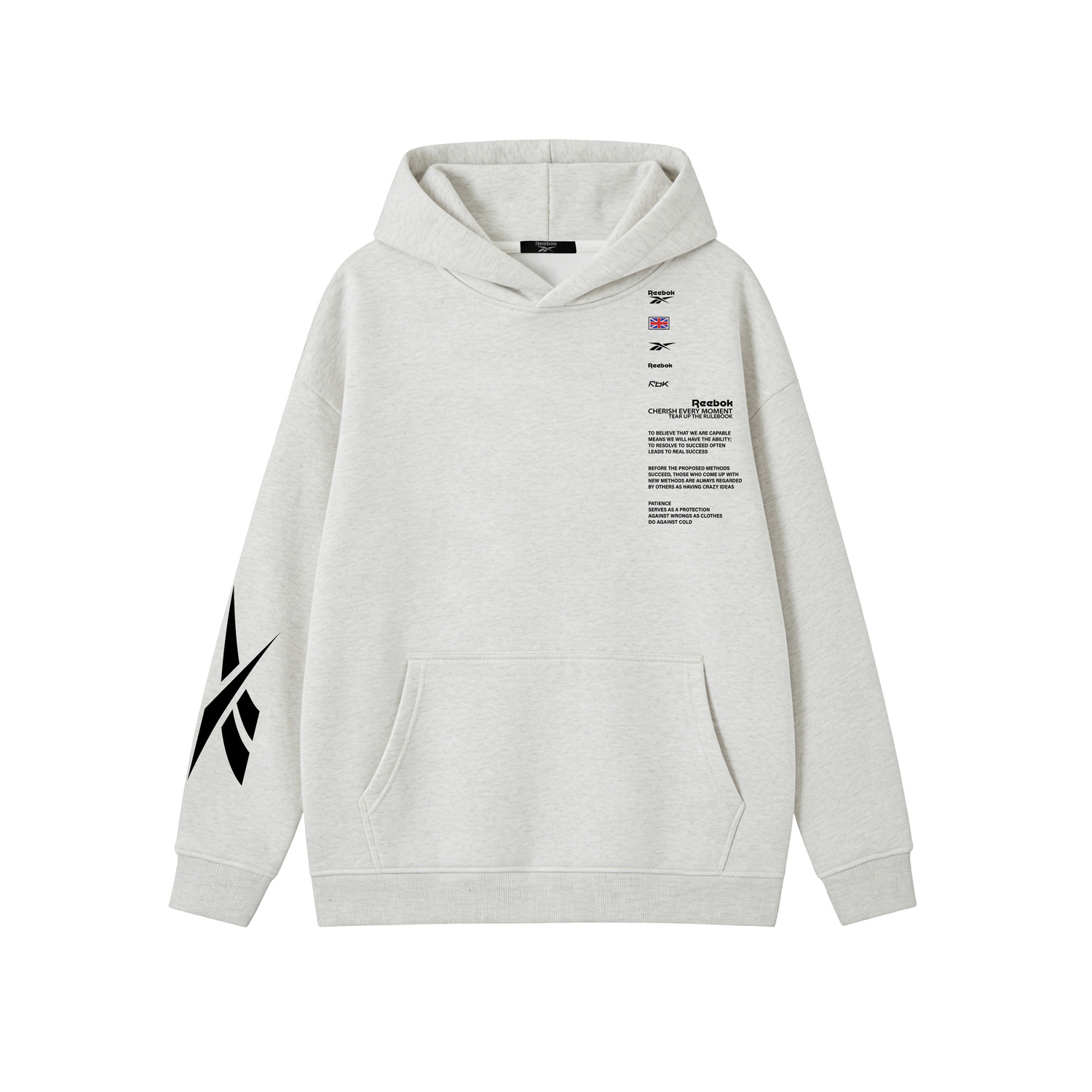 

Толстовка Unisex Hooded Moderate Heavyweight Reebok, белый heather серый (fleece-lined)