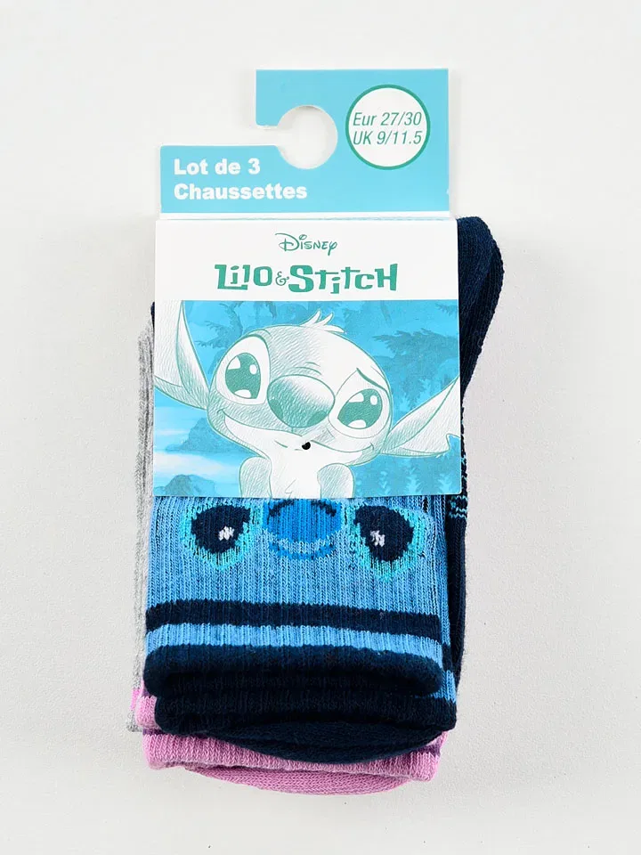 Носки 3-комплект Lilo & Stitch, темно-синий/лиловый/серый — фото 3