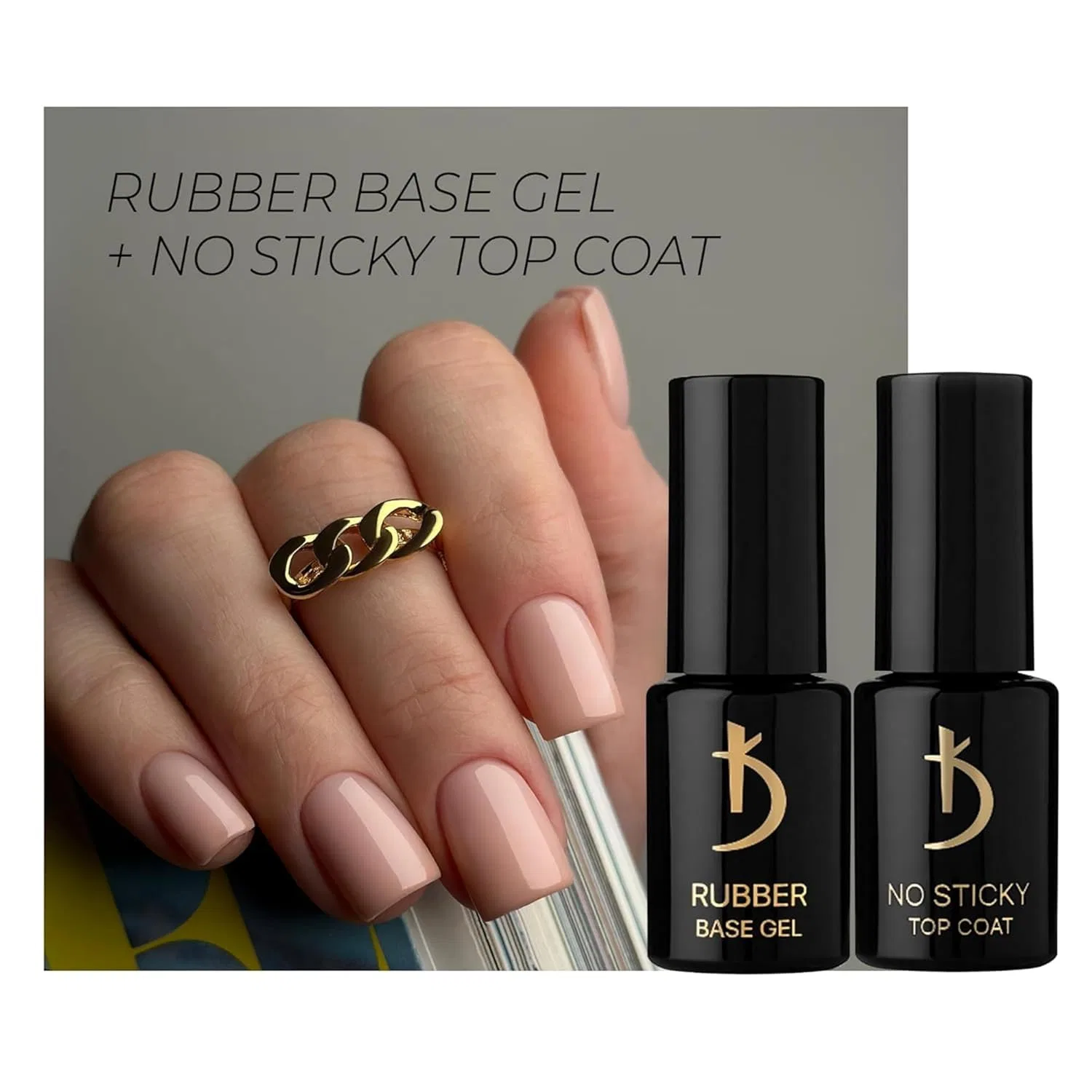 Набор гель-лаков «Rubber Base & No Wipe Top Coat» от K Professional K — фото 3