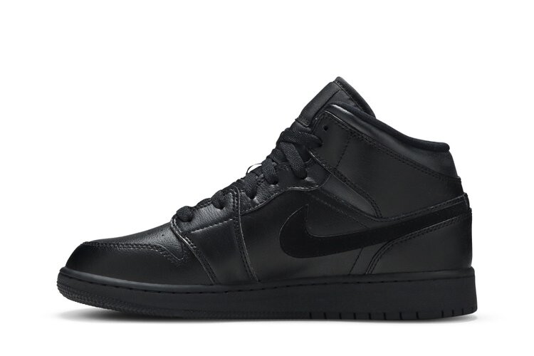 Кроссовки Air Jordan 1 Mid GS 'Deep Black', черный — фото 3