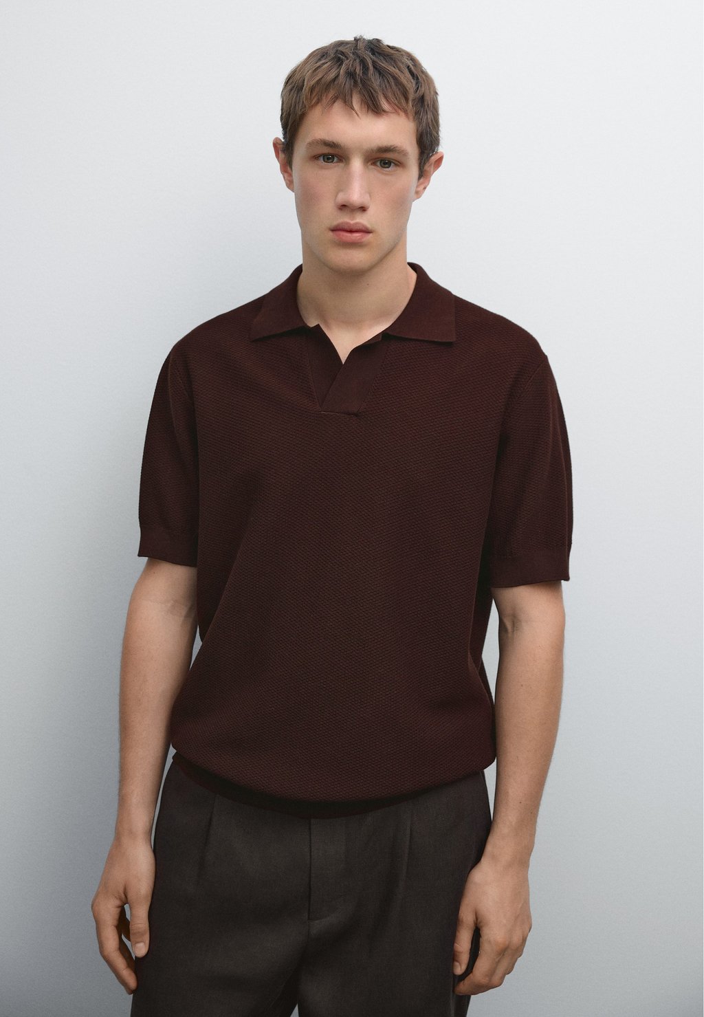 

Рубашка поло SHORT SLEEVE Massimo Dutti, бургундия