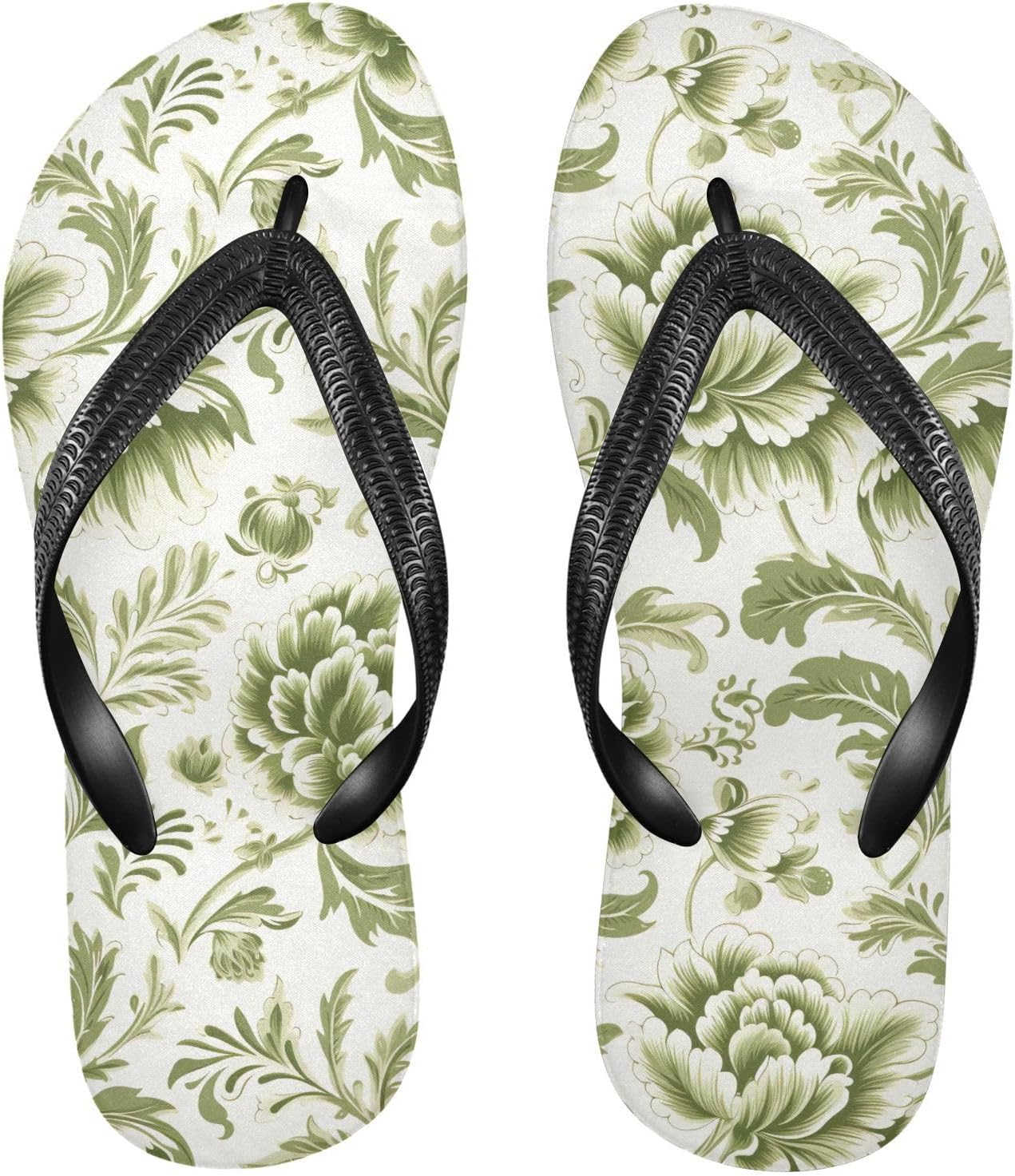 

Женские и мужские шлепанцы SPRIPORT Green Flowers с цветочным принтом, удобные повседневные с мягкой стелькой, нескользящей резиновой подошвой, плоские сандалии для прогулок, летнего пляжа, Multicoloured