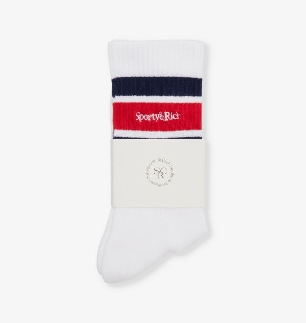 

Полосатые трикотажные носки из хлопковой смеси с логотипом Serif Sporty & Rich, белый