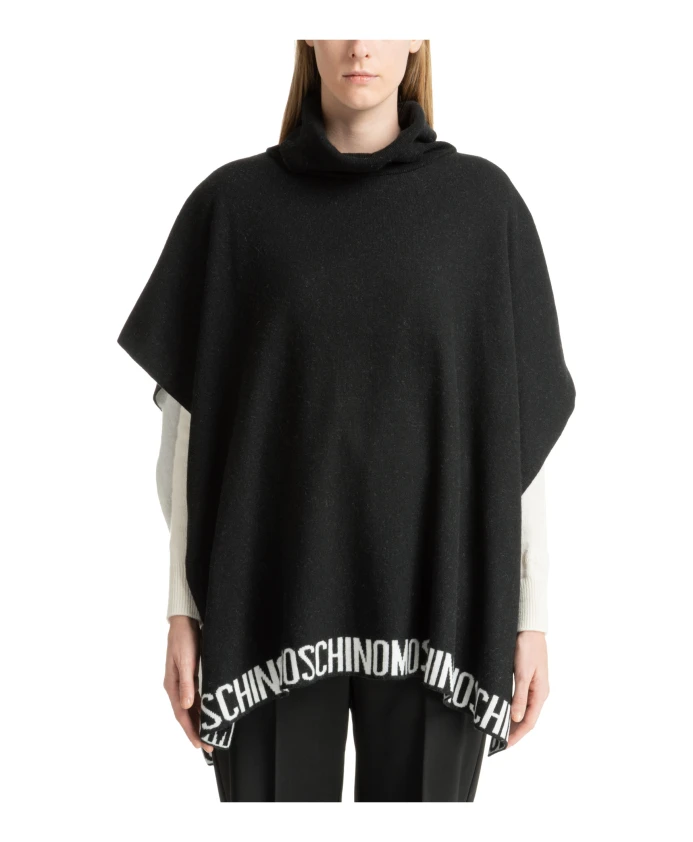 

Простое пончо с логотипом Moschino, черный