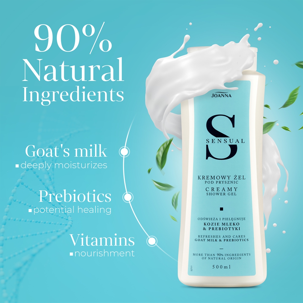 Чувственный кремовый гель для душа Joanna, goat milk & prebiotics 500 мл — фото 2