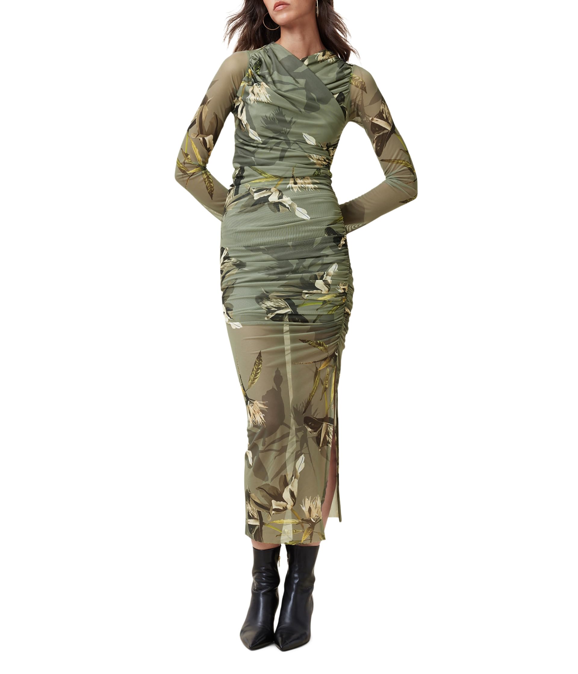 

Платье AllSaints Hanako Mesh Dress, цвет Emerge Olive Green