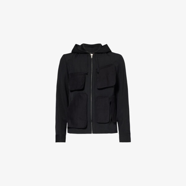 

Куртка шерстяная классического кроя с капюшоном и нашивками Black Comme Des Garcon, черный