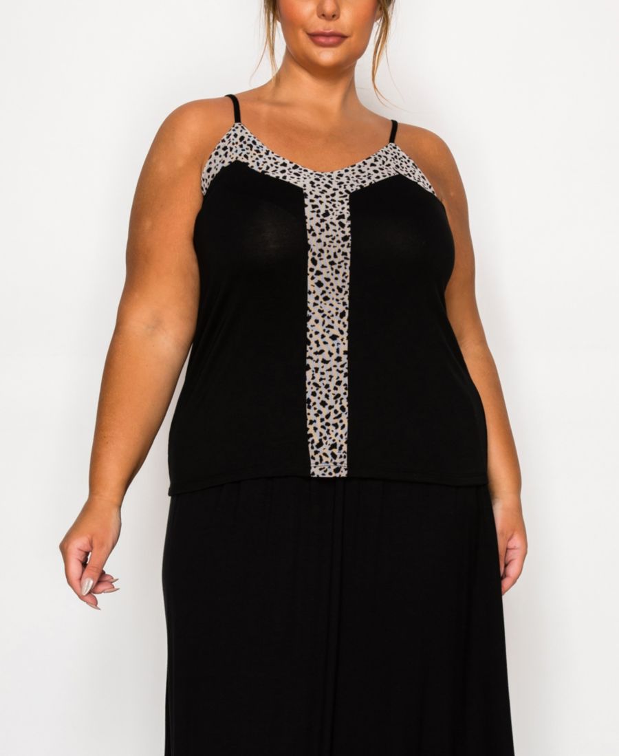 

Топ-майка большого размера из комбинированной сетчатой ткани с вставками COIN 1804, Black, Bone