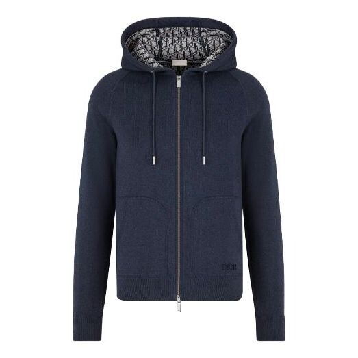 

Куртка men's ss21 loose zipper hooded jacket navy blue Dior, синий