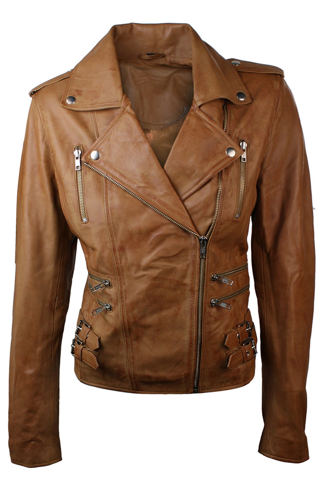 

Мягкая кожаная гоночная байкерская короткая куртка TruClothing, цвет tan