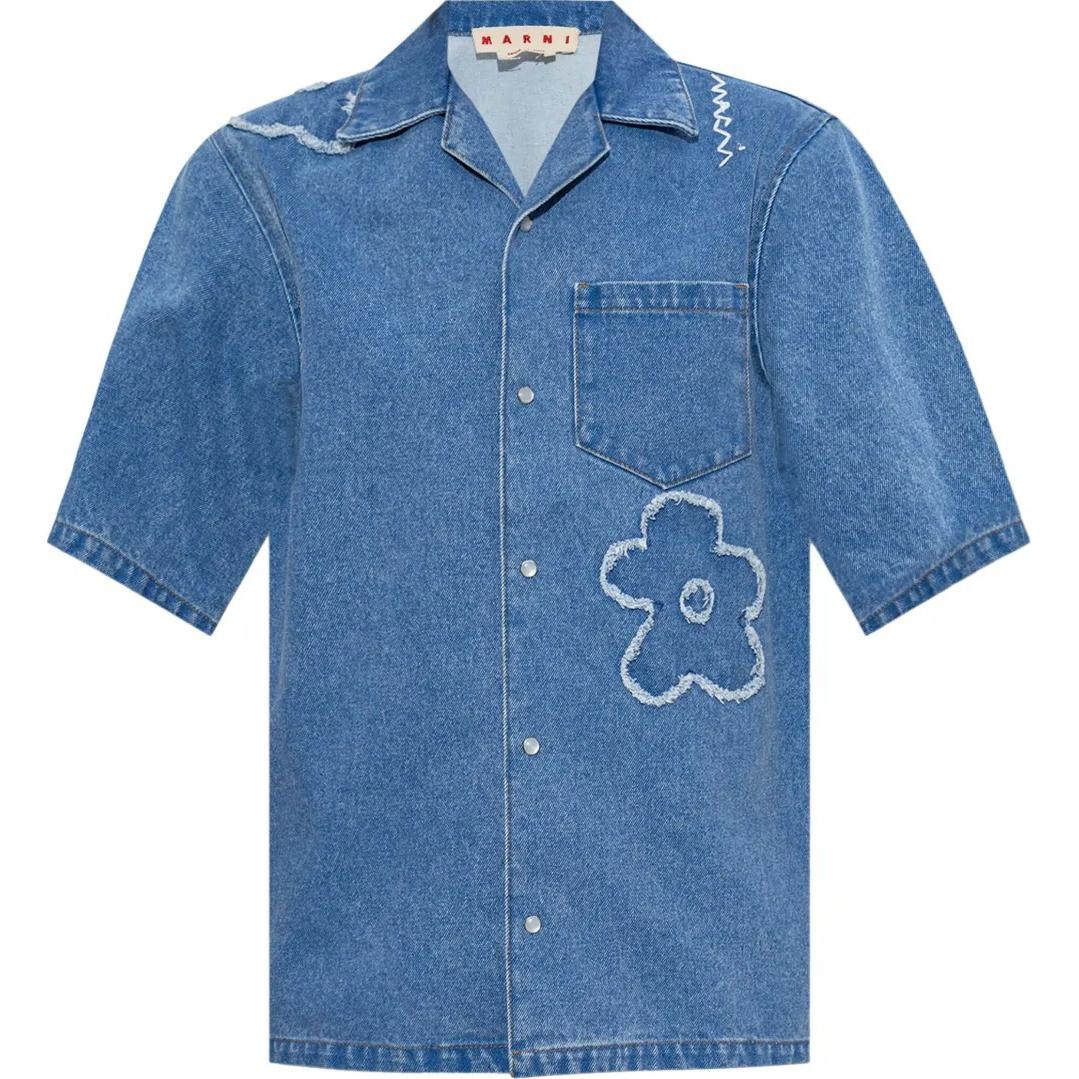 

Рубашка с цветочным принтом MARNI, светло синий