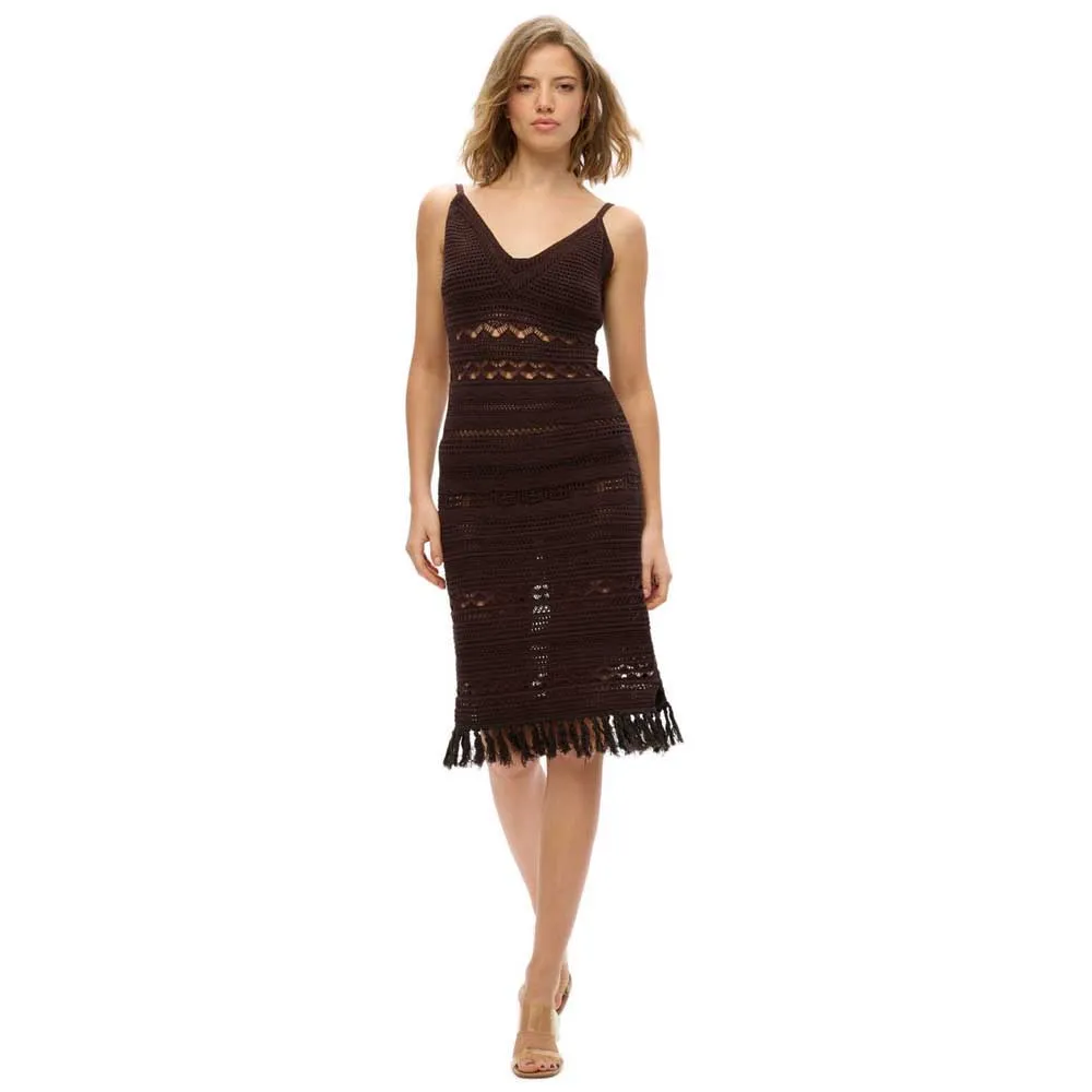 

Платье Superdry Crochet Tassel sleeveless short, коричневый
