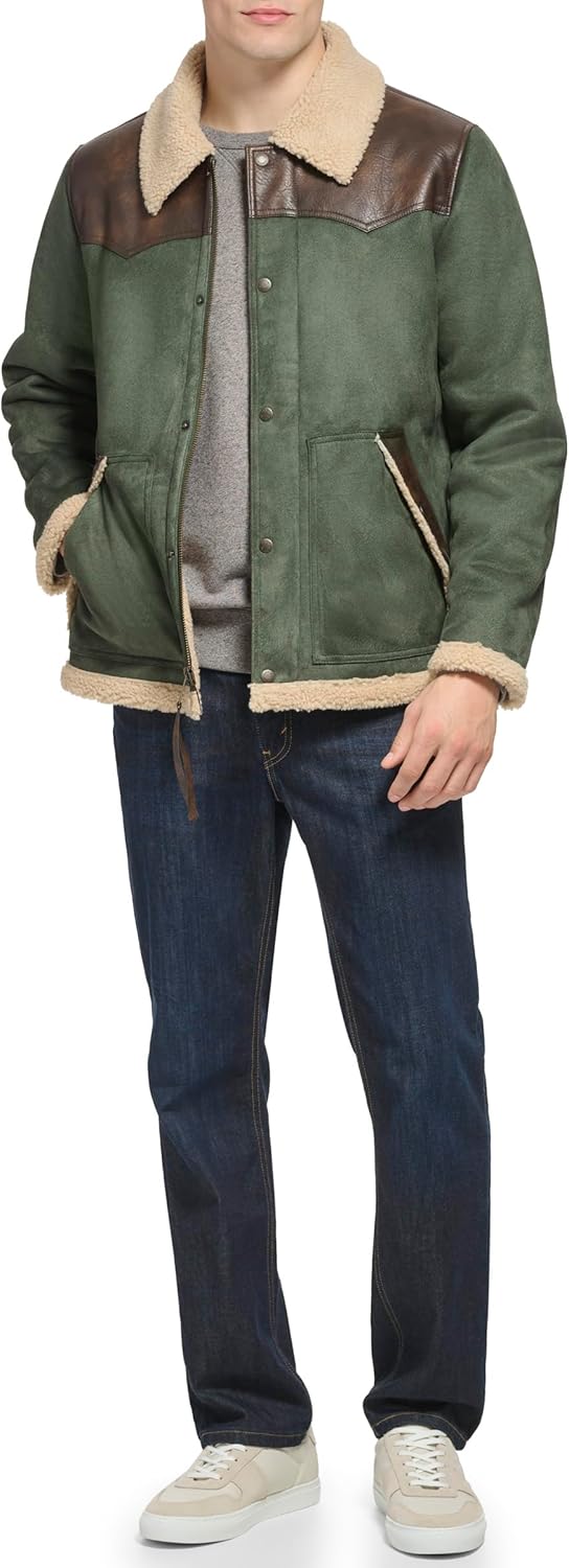 Мужская куртка Levi's из искусственной овчины Levi's из смешанной ткани, Green — фото 2