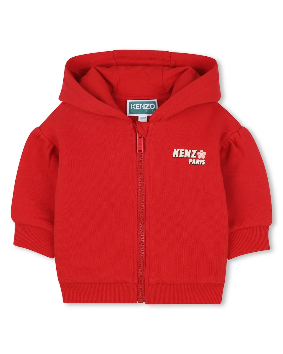 

Красная хлопковая детская кофта на молнии Kenzo Kids