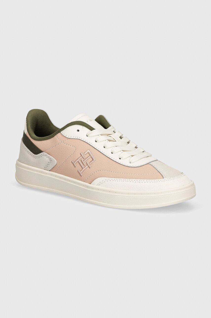 

Кожаные кроссовки Tommy Hilfiger TH HERITAGE COURT SNEAKER SDE, розовый