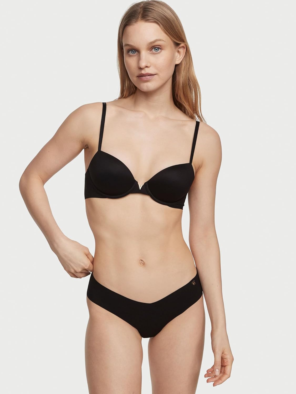 Женские трусики-стринги Victoria's Secret Women's No Show Thong Underwear, черный — фото 2
